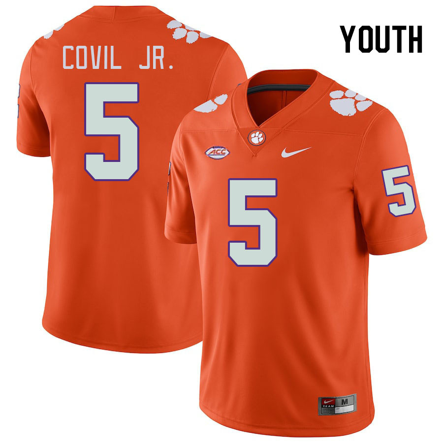 Youth Clemson Tigers Sherrod Covil Jr. #5 College Orange NCAA Authentic Football Stitched Jersey 23NJ30SR